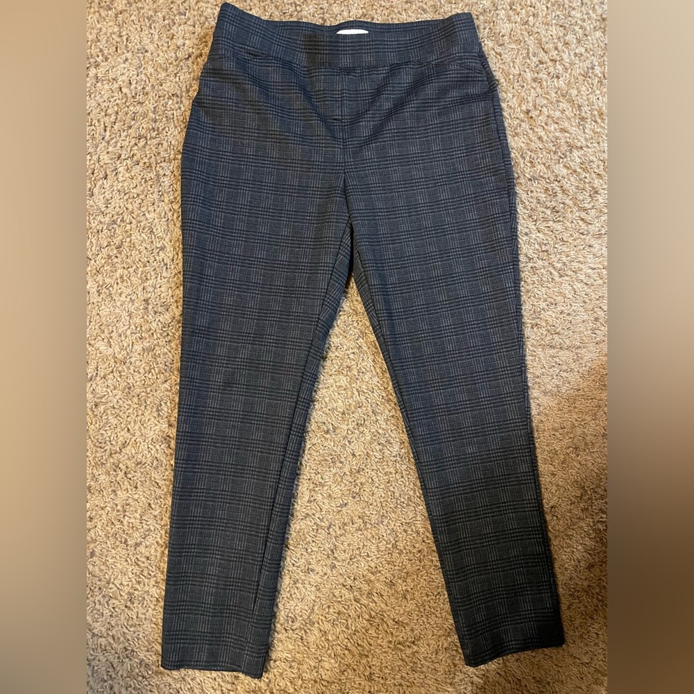 Calvin Klein Dark Gray Checkered Plaid Ankle Pants
